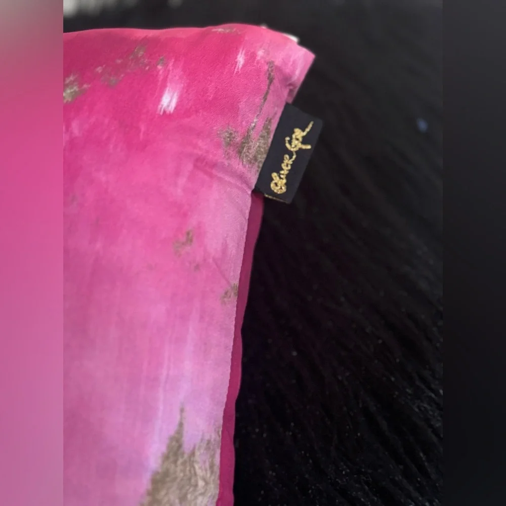 Abstract Pink & Gold Decorative Throw Pillow 'Vivanti Gold' NWOT